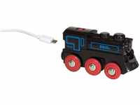 BRIO® Spielzeug-Eisenbahn BRIO® WORLD, Schwarze Akkulok mit Mini USB, FSC® -