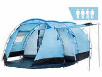 CampFeuer Tunnelzelt Zelt Super+ für 4 Personen, Blau / Schwarz, 3000 mm