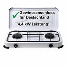 BlueCraft Gaskocher 2 flammig 50mbar Propan Gas Campingkocher 4,4 kW Gas-Kochfeld
