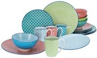 CreaTable Kombiservice Geschirr-Set Mediterran (16-tlg), 4 Personen, Steinzeug,