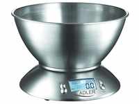 Adler Lockenstab AD 3134 digitale Küchenwaage mit Edelstahlschüssel 1,8 L