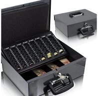 Bituxx Geldkassette Transportkassette dunkelgrau 350mm (MS-12789), 4 F&auml;cher,