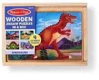 Melissa & Doug Rahmenpuzzle Dinosaurier Puzzle aus Holz 4 Stk, 12 Puzzleteile,