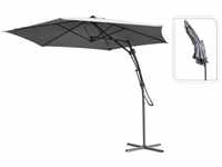H&S Sonnenschirm Schirm 3m mit Seitenarm Hellgrau