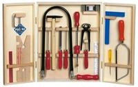 Pebaro Kinder-Werkzeug-Set Laubs&auml;ge-Set im Holzschrank mit Holzbrettchen und