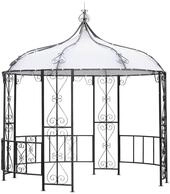 DEGAMO Pavillon BURMA, 300cm rund, Stahl grau, Plane PVC-beschichtet weiss