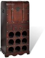 vidaXL Weinregal, Holz-Flaschenregal f&uuml;r 9 Flaschen mit Aufbewahrungstruhe