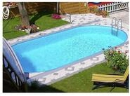 Steinbach Pool Ovalpool Stahlwand Pool Set "Styria oval" (blaue Poolfolie, 737 x 360