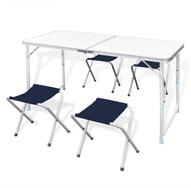 vidaXL Campingstuhl Campingtisch mit 4 Hockern Klappbar H&ouml;henverstellbar...