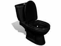 vidaXL Tiefspül-WC Toilette mit Spülkasten Schwarz