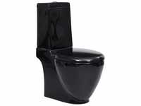 vidaXL Tiefspül-WC Keramik-Toilette Abgang Horizontal Schwarz