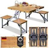 Casaria Campingtisch (1-St), mit St&uuml;hlen klappbar 4 Personen Schirmhalter Outdoor