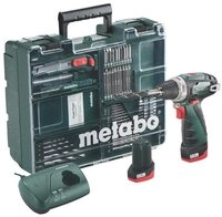 metabo Akku-Bohrschrauber PowerMaxx BS Basic, 12 V, Set Mobile Werkstatt mit 2...