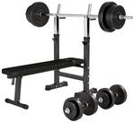 GORILLA SPORTS Hantelbank Hantelbank mit Langhantelset, (14-tlg)