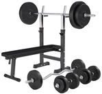GORILLA SPORTS Hantelbank Hantelbank mit Langhantelset, (19-tlg)