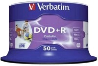 Verbatim DVD-Rohling 50 Verbatim Rohlinge DVD+R full printable 4,7GB 16x Spindel