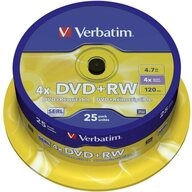Verbatim DVD-Rohling DVD+RW 4.7 GB 4x 25er Spindel 43489, Wiederbeschreibbar
