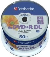 Verbatim DVD-Rohling 50 Rohlinge DVD+R DL full printable Life Series 8,5GB 8x...