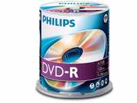 Philips DVD-Rohling DVD-R 4,7 GB Philips 16x Speed in Cakebox 100 Stück