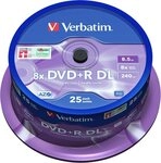 Verbatim DVD-Rohling 25 Verbatim Rohlinge DVD+R Double Layer 8,5GB 8x Spindel