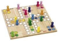 goki Spiel Ludo, Brettspiel, 24 x 24 cm, aus Holz, Spiele-Klassiker