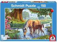 Schmidt Spiele Puzzle Pferde am Bach (Kinderpuzzle), 199 Puzzleteile