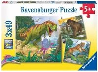 Ravensburger Puzzle Herrscher der Urzeit. Puzzle 3 x 49 Teile, 49 Puzzleteile