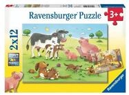 Ravensburger Puzzle Gl&uuml;ckliche Tierfamilien - Puzzle 2 x 12 Teile, Puzzleteile