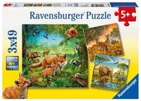 Ravensburger Puzzle Puzzle Tiere 3x49 Teile, Puzzleteile
