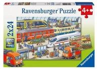 Ravensburger Puzzle Kinderpuzzle 2x24 Teile - Trubel am Bahnhof, 24 Puzzleteile