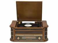 Denver MCR-50MK2 Retro Plattenspieler aus Holz mit Radio Kassette Soundbox