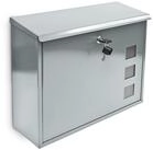 relaxdays Briefkasten Metall 3 Fenster Farbauswahl, silber