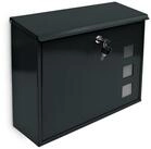 relaxdays Briefkasten Metall 3 Fenster Farbauswahl, schwarz