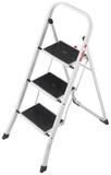 Hailo Trittleiter HobbyStep Klapptritt aus Stahl, weisse Trittleiter mit 3 Stufen,