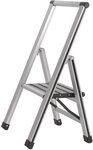 WENKO Trittleiter Modell Alu-Design, Klapptritt Leiter, rutschsichere XXL-Stufen,