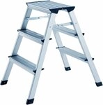ALCO Vielzweckleiter Trittleiter aus Aluminium 3-stufig 150kg H&ouml;he 62cm silber