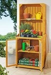 metra-direkt Gartentisch Gartenschrank mit Regalaufsatz - Arbeitsfl&auml;che aus Metall,