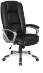 byLIVING Chefsessel Derek-XXL (Kunstleder in schwarz, Gestell silberfarben),