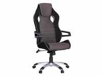 Amstyle Gaming-Stuhl Bürostuhl Gamingstuhl VENEDIG Stoff Schwarz/Grau/Weiß mit