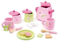 Legler Puppen Accessoires-Set small foot 2849 - Teeservice rosa, 17-teilig, Holz