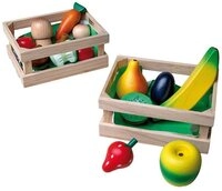 Happy People Spiellebensmittel 45005, Holzkorb, mit Obst oder Gem&uuml;se, aus Holz, 1