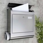 Haushalt International Briefkasten Briefkasten aus Edelstahl 18/0 mit Zeitungsfach