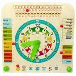 HESS SPIELZEUG Lernspielzeug Holzdekoration Lernuhr mit Kalender und...