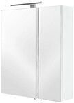 Posseik Spiegelschrank Badezimmer Spiegelschrank 2-t&uuml;rig/ LED-Beleuchtung/ Wei&szlig;