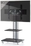 VCM TV-St&auml;nder TV Standfu&szlig; Glas Fernseh Rollen St&auml;nder Fu&szlig; Tosal