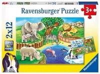 Ravensburger Puzzle Kinderpuzzle 2x12 Teile - Tiere im Zoo, Puzzleteile