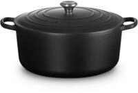 LE CREUSET Br&auml;ter Br&auml;ter Signature rund schwarz matt 34cm, Emailliertes Gusseisen