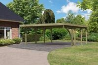 Karibu Doppelcarport &raquo;Classic 2 SET&laquo; PVC-Dach Variante B, mit einem Einfahrtsbogen,