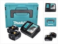 Makita Power Source Kit 18 V (197952-5) mit 2x BL 1830 B Akku 3,0 Ah + DC...