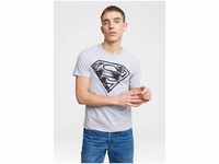 LOGOSHIRT T-Shirt SUPERMAN - LOGO SCRIBBLE mit coolem Frontprint, grau